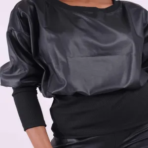 Black Vegan Leather Top