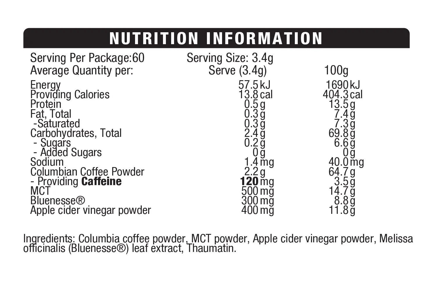 Body Science Clean Coffee TX100 60 Satchets