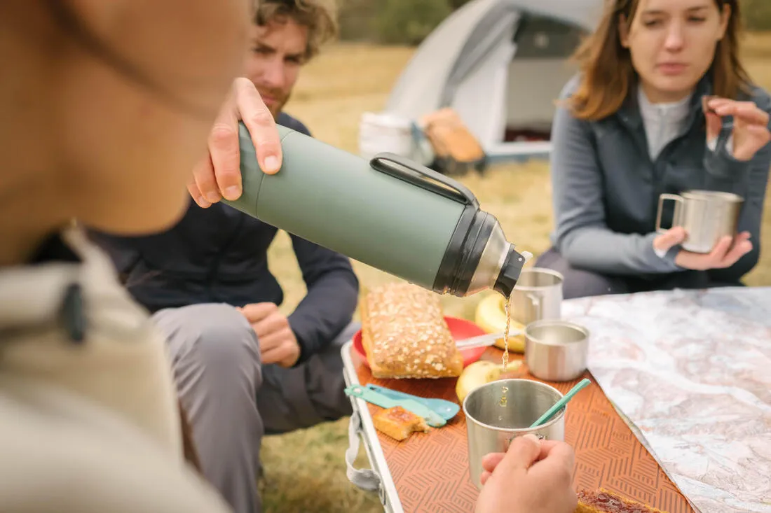 Bouteille 900 isotherme 1L inox de randonnée et camping, bouchon instantané.
