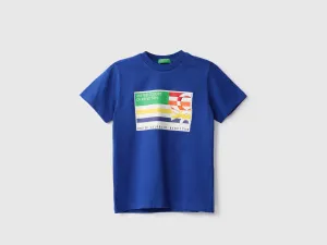 Boys Blue Printed Regular T Shirt
