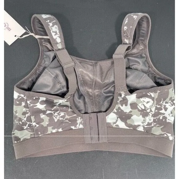 BRAVISSIMO ASTRID HIGH IMPACT SPORTS BRA CAMO WIRELESS NON PADDED 32F NEW