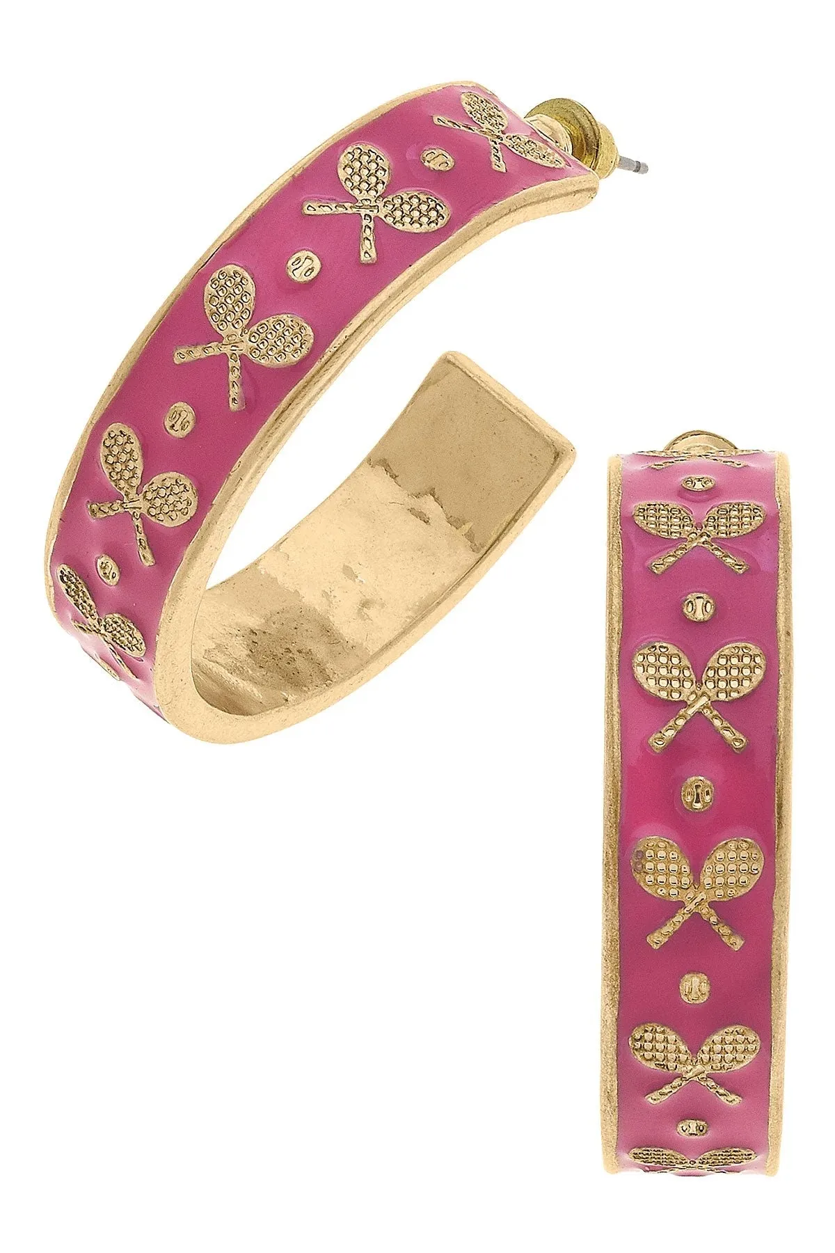 Briar Tennis Racquet Enamel Hoop Earrings