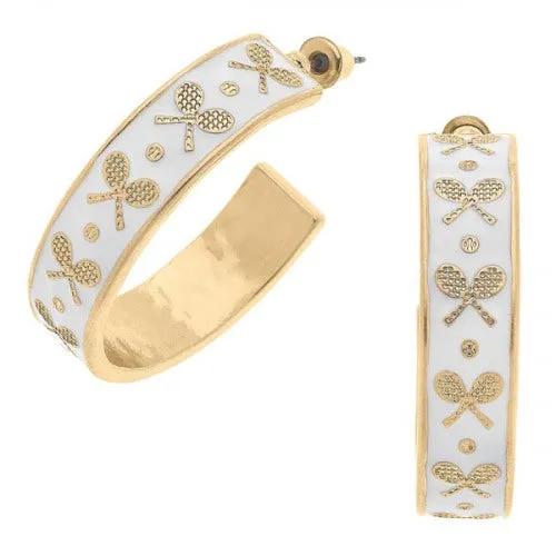 Briar Tennis Racquet Enamel Hoop Earrings