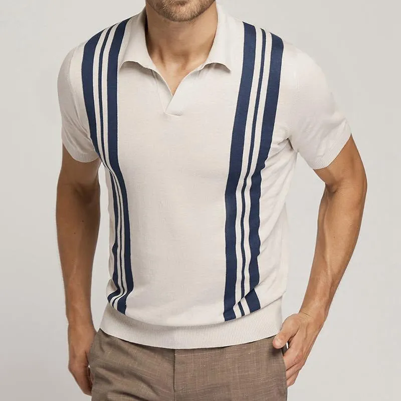 Casual Comfortable Apricot Short-Sleeved Polo Shirt
