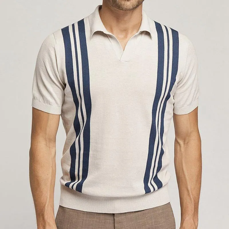 Casual Comfortable Apricot Short-Sleeved Polo Shirt