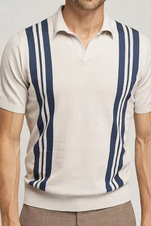 Casual Comfortable Apricot Short-Sleeved Polo Shirt
