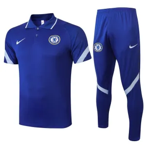 Chelsea Prematch Plain Polo Tracksuit |Blue