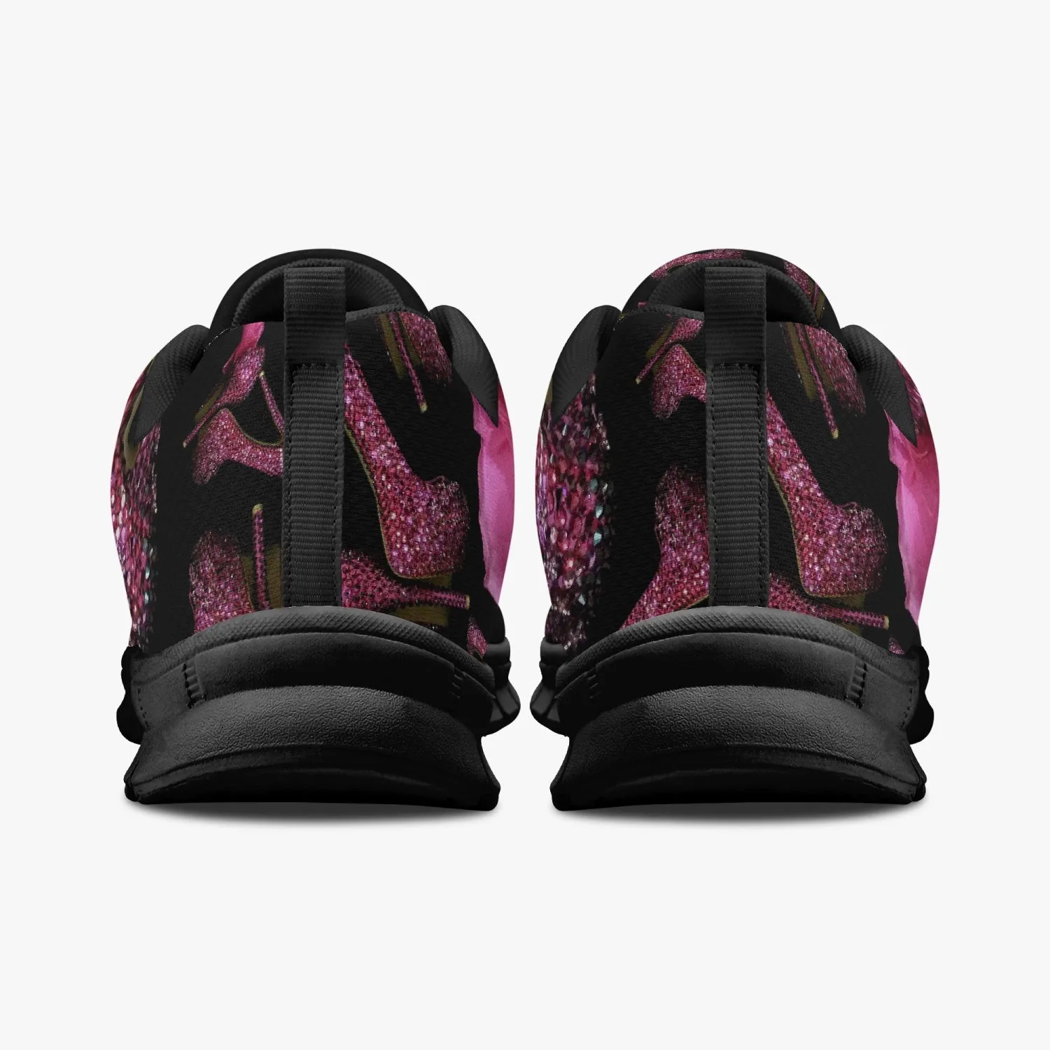 Classic Lightweight Mesh Sneakers - White/Black 'Pink crystals shoes'