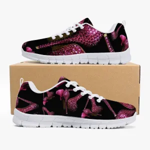 Classic Lightweight Mesh Sneakers - White/Black 'Pink crystals shoes'