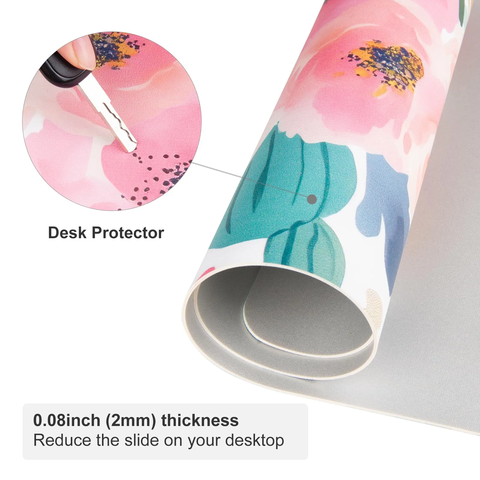 Colorful Star Pink Desk Pad, PU Leather Mousepad, 31.5" x 15.7"