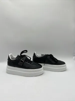 Costume National Leather Platform Sneakers Black Size 37.5 - Very Good