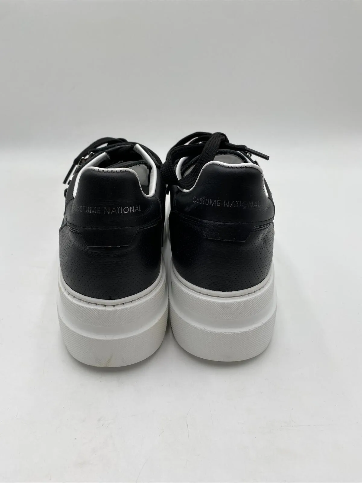 Costume National Leather Platform Sneakers Black Size 37.5 - Very Good
