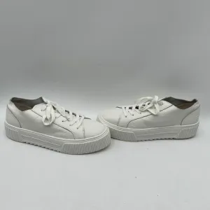 Crown Vintage MANDIE White Leather Round Toe Lace Up Low Top Sneakers, Size 11M - Very Good