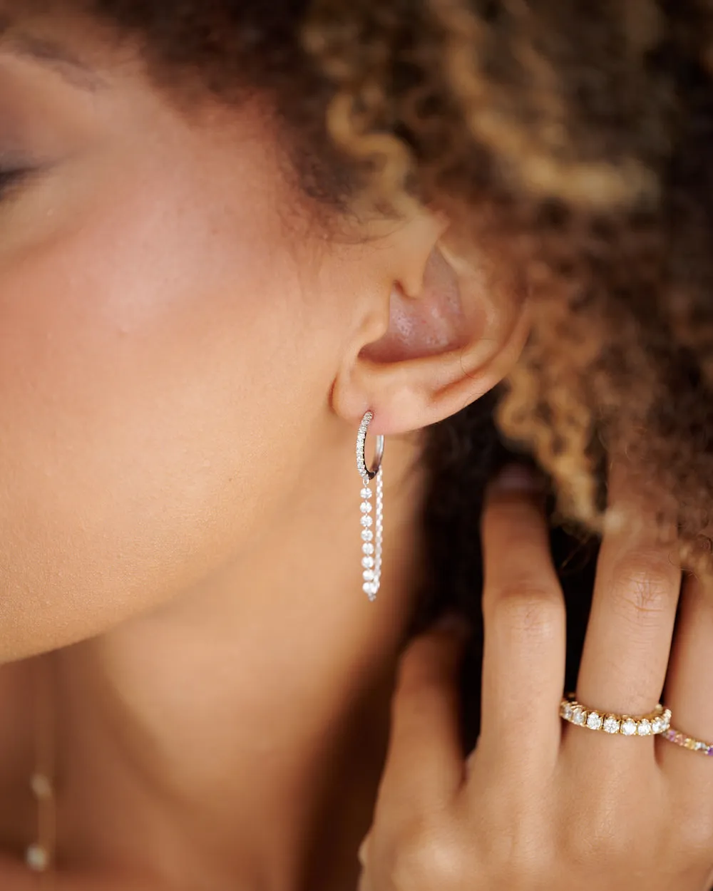 Diamond Tennis Chain Earrings