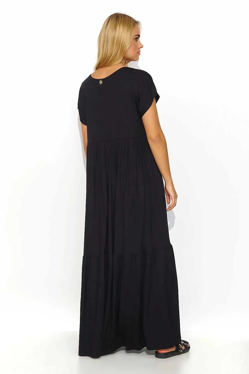 Draped V-Cut Maxi Dress