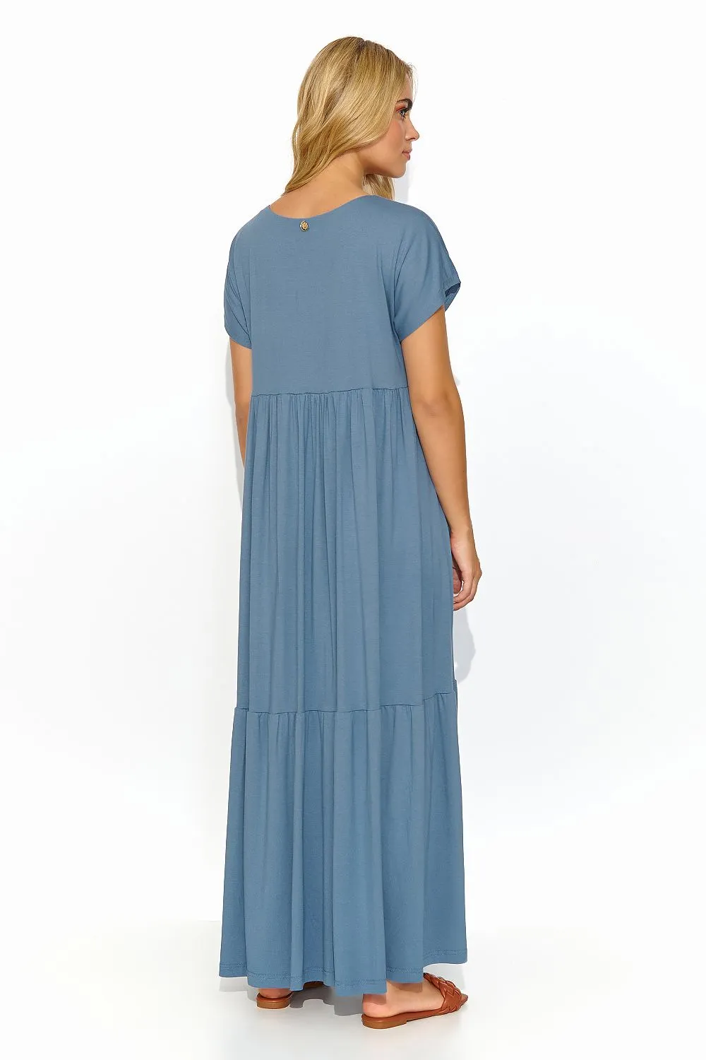 Draped V-Cut Maxi Dress