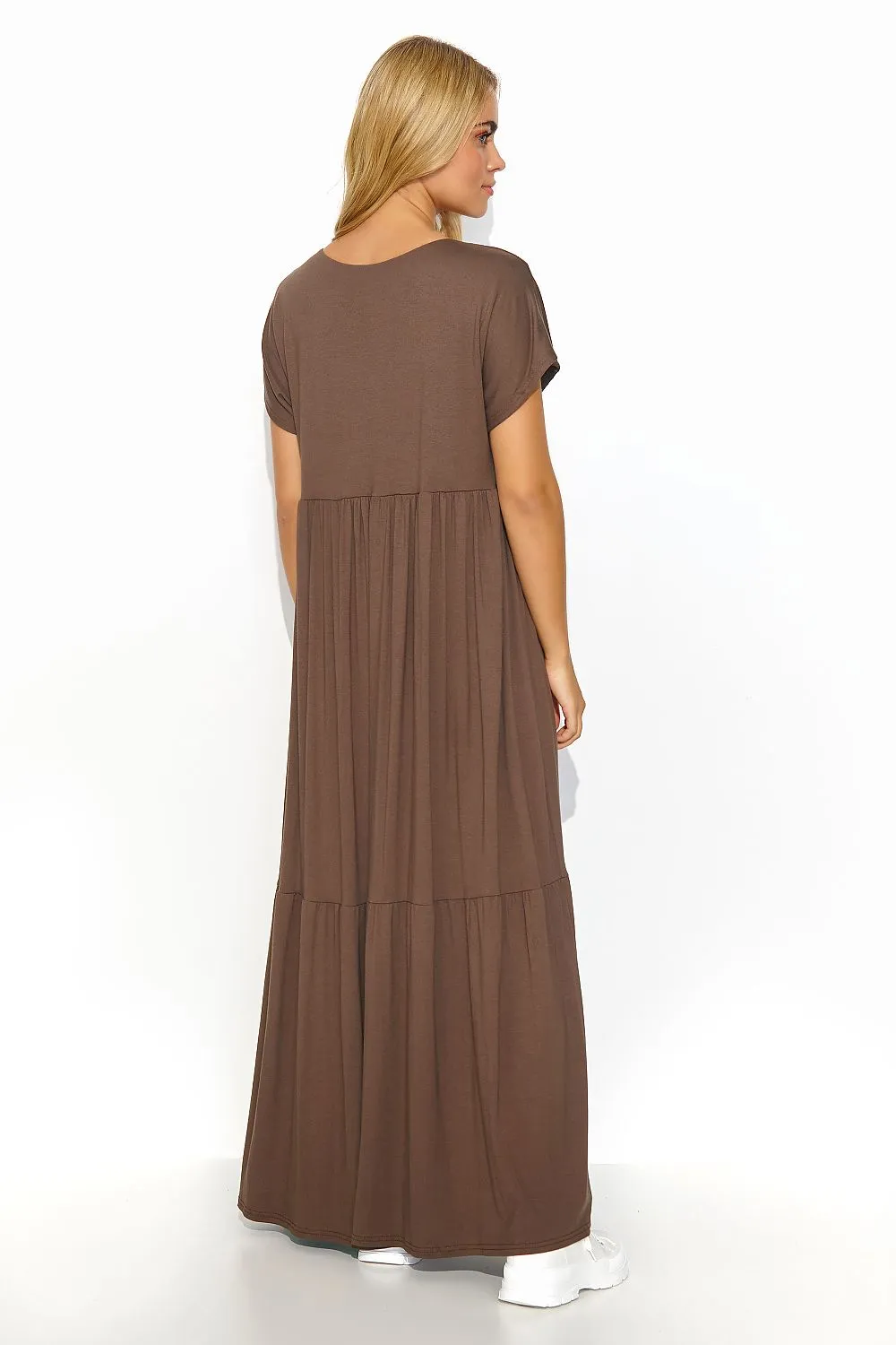 Draped V-Cut Maxi Dress