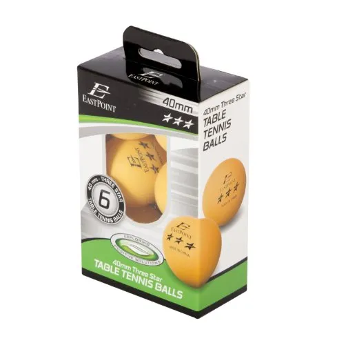 EastPoint Sports 3-Star Table Tennis Balls (Orange, 40mm) - Pack of 6