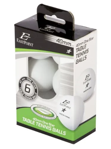 Eastpoint Table Tennis / Ping Pong White Balls 40mm One Star (6 pack)
