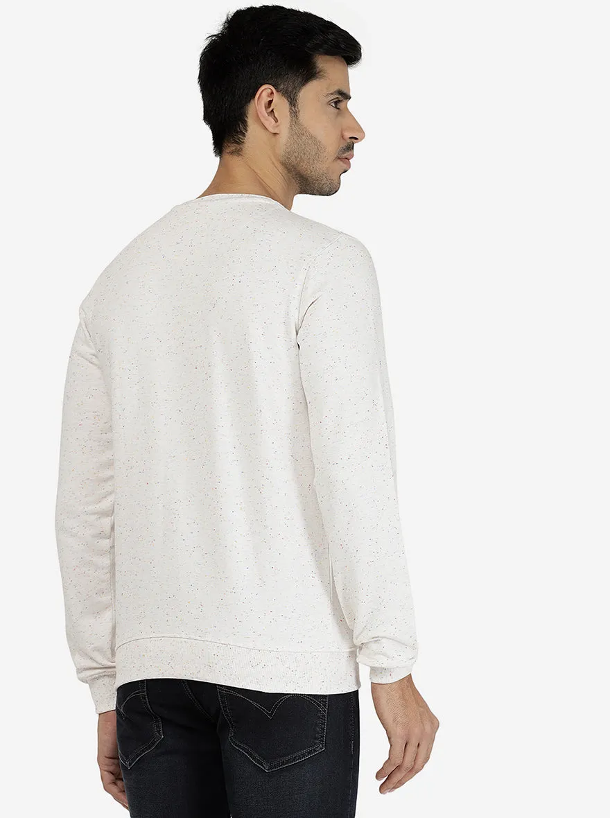 Ecru Melange Solid Regular Fit Winter T-Shirt | JadeBlue