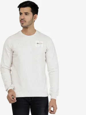 Ecru Melange Solid Regular Fit Winter T-Shirt | JadeBlue