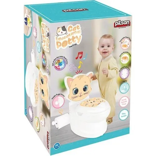 Educational Fun Toilet Bowl, Cat Design