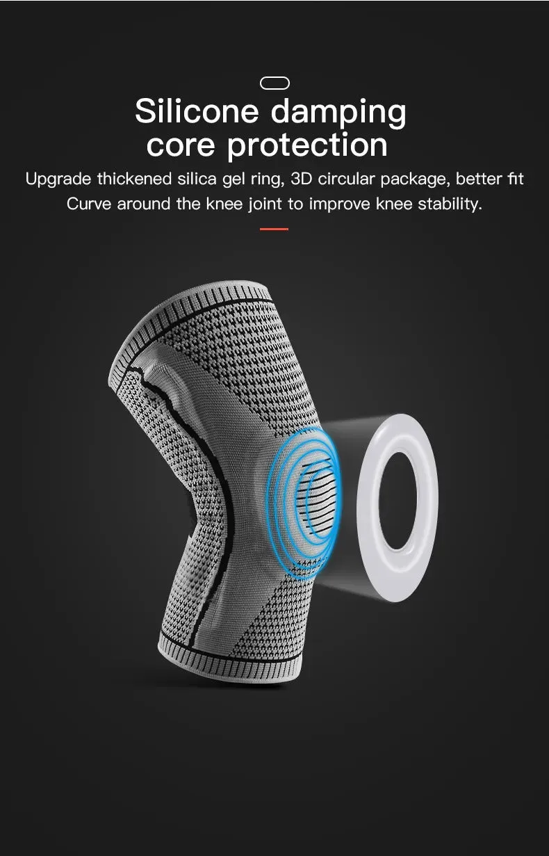 Elastic Spring Support and Silicone Protection Knee Brace for Load-reducing and Compression Protection