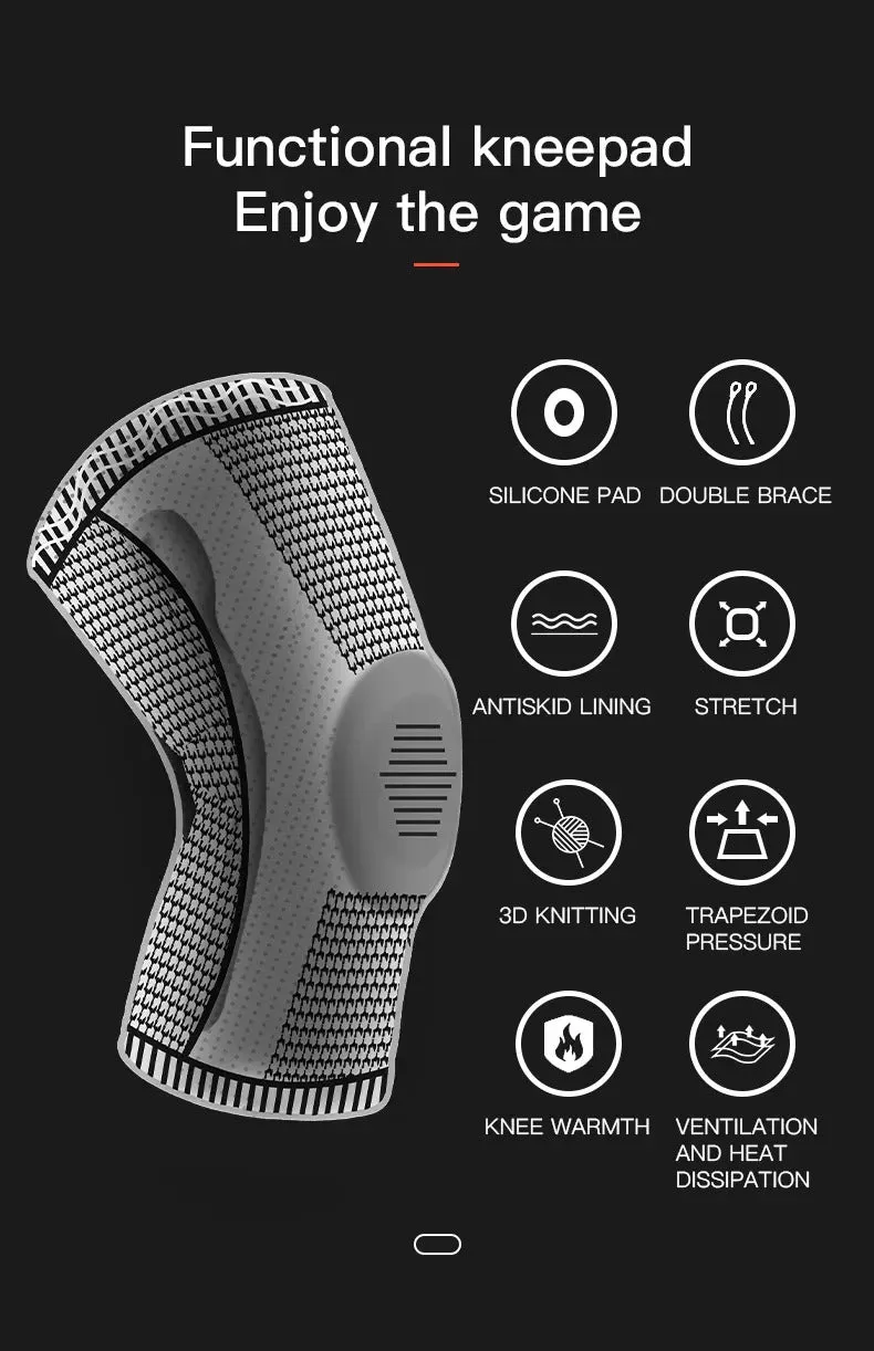 Elastic Spring Support and Silicone Protection Knee Brace for Load-reducing and Compression Protection
