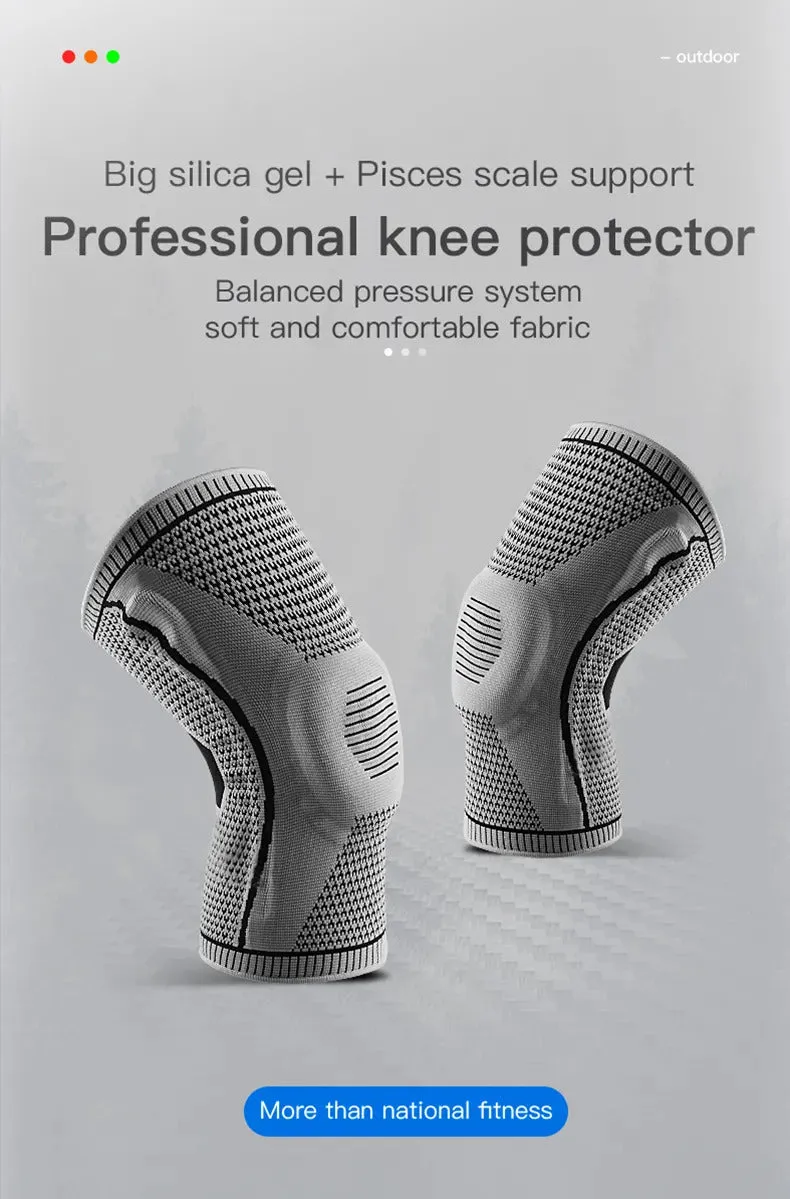 Elastic Spring Support and Silicone Protection Knee Brace for Load-reducing and Compression Protection