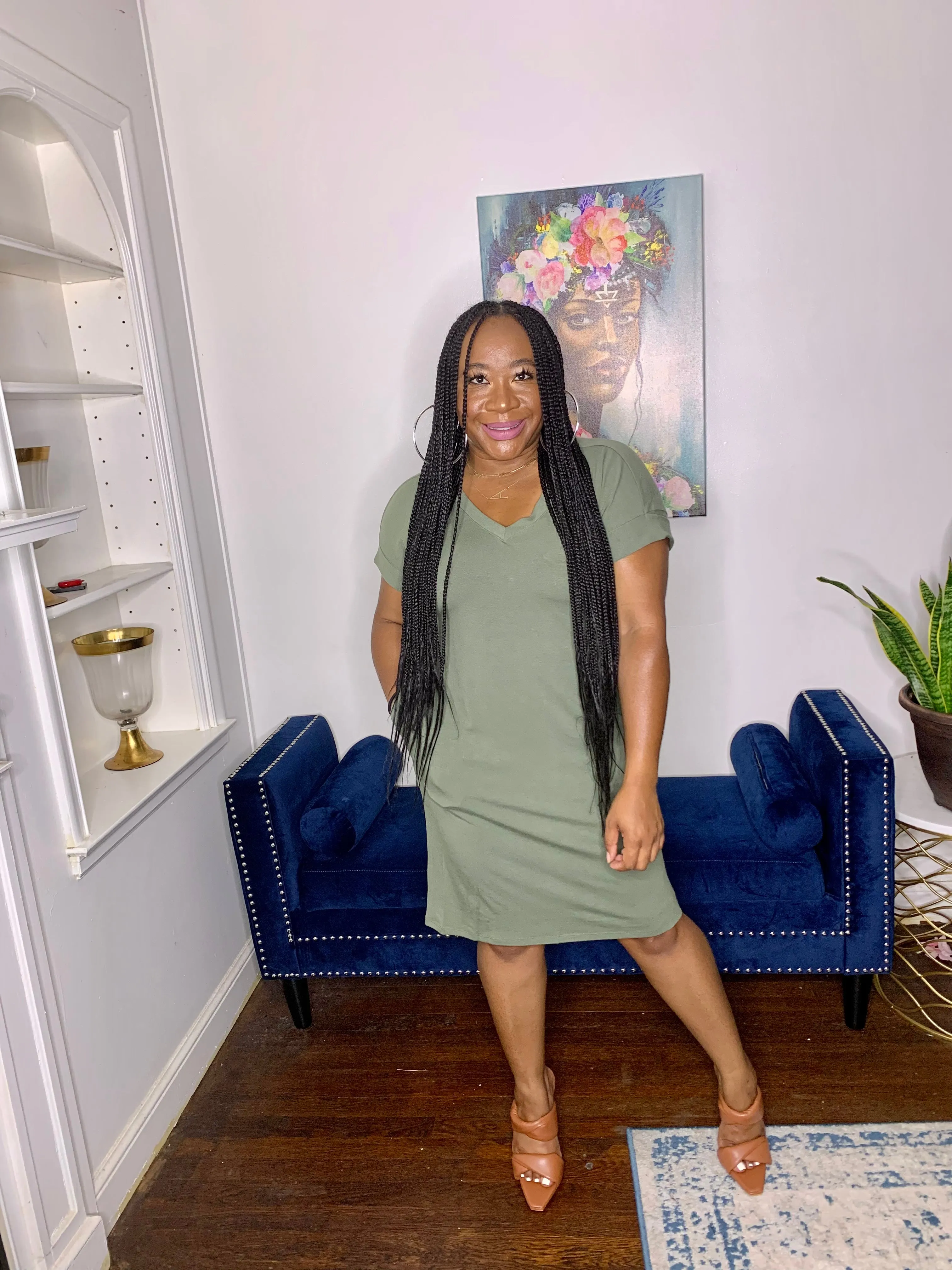 Essential T-shirt Dress- Green