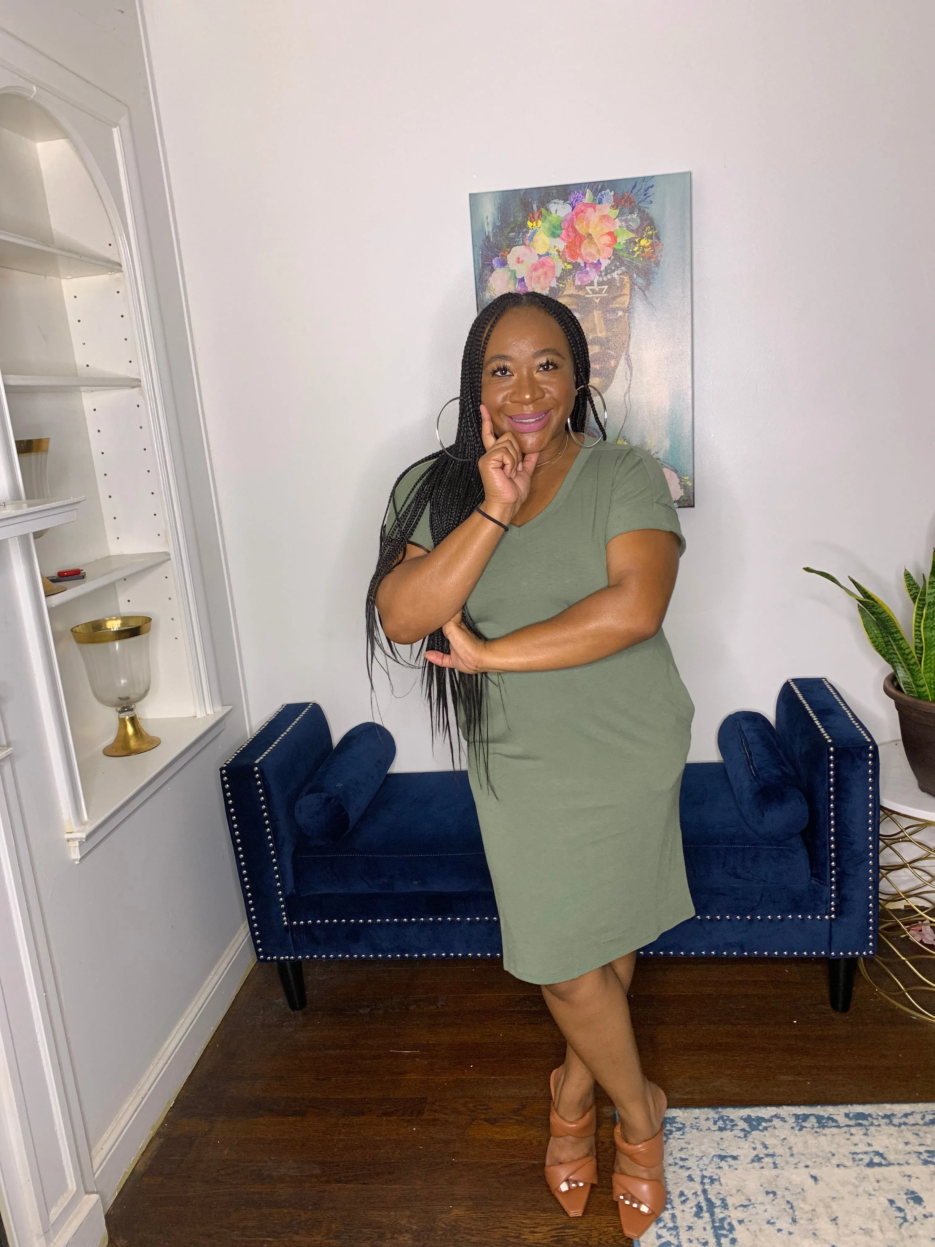 Essential T-shirt Dress- Green