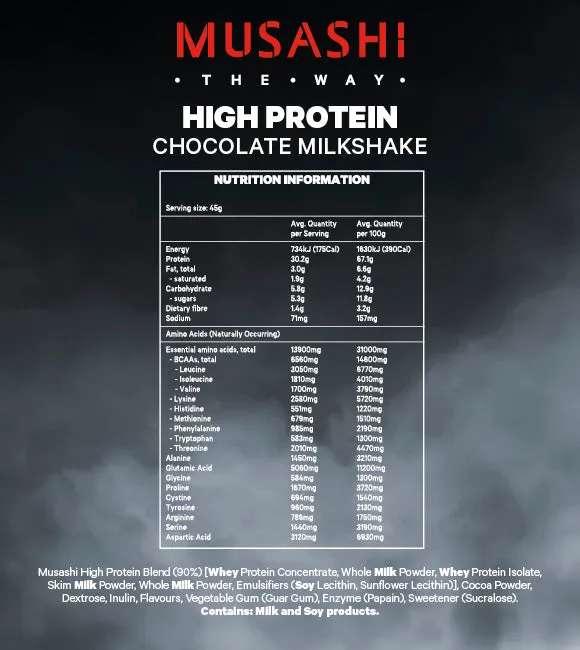 [Expiry: 07/2026] Musashi High Protein Chocolate 2kg