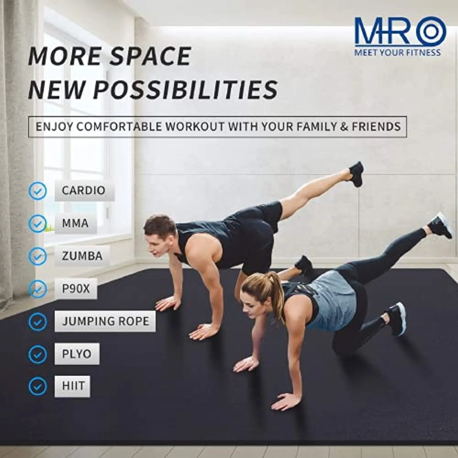 Extra Large Exercise Mat for Home Workout 84 x 54 inch, Shoe-Friendly, Non-Slip, Thick Gym Flooring Mats for All Intense Fitness - Ultra Durable