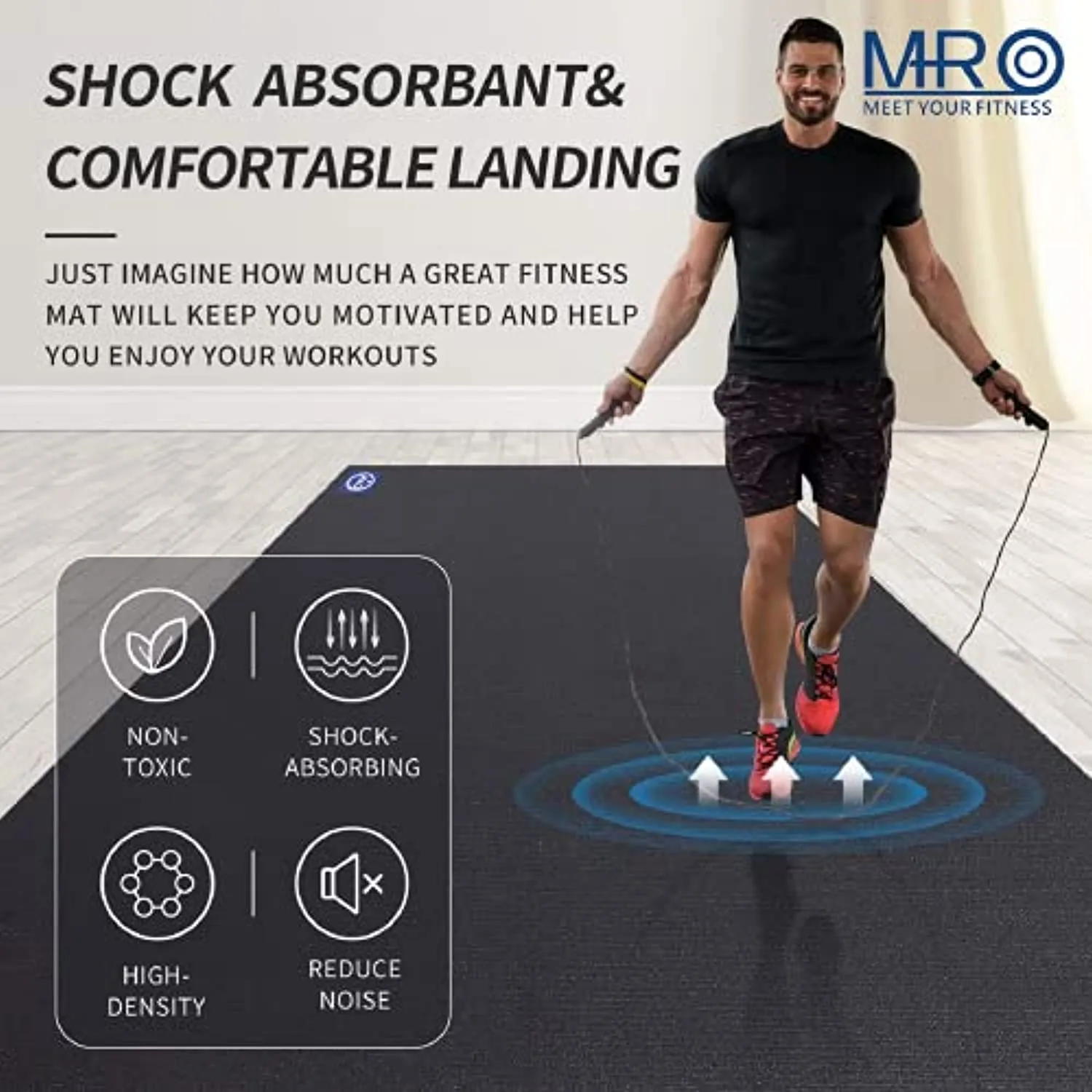Extra Large Exercise Mat for Home Workout 84 x 54 inch, Shoe-Friendly, Non-Slip, Thick Gym Flooring Mats for All Intense Fitness - Ultra Durable