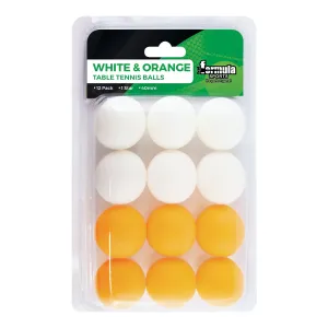 Formula Sport Table Tennis Balls White & Orange 12pk