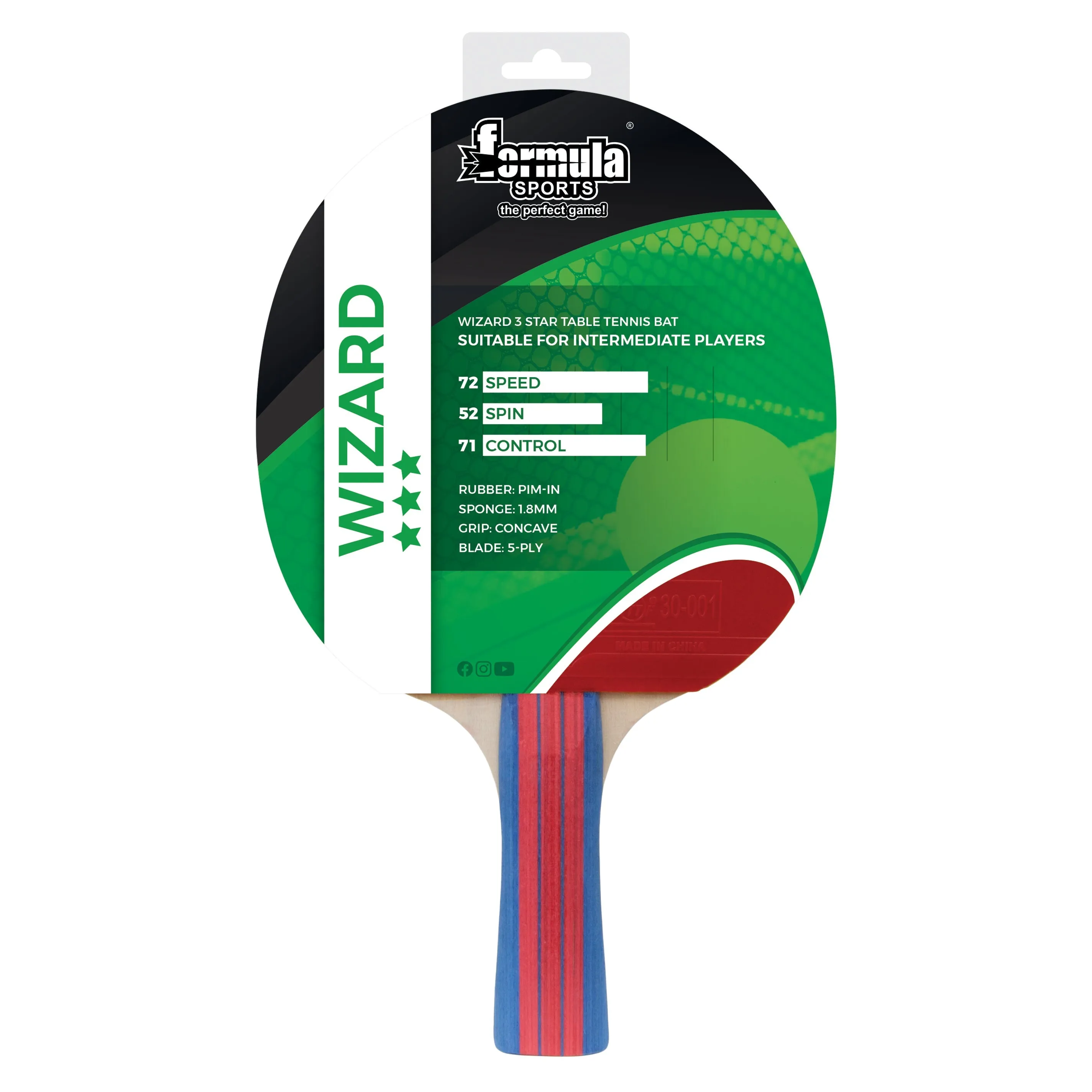 Formula Sport Table Tennis Bat Wizard 3 Star