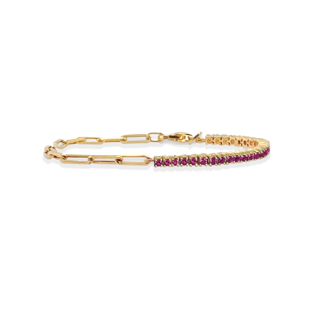 Gemstone Paperclip Link Bracelet