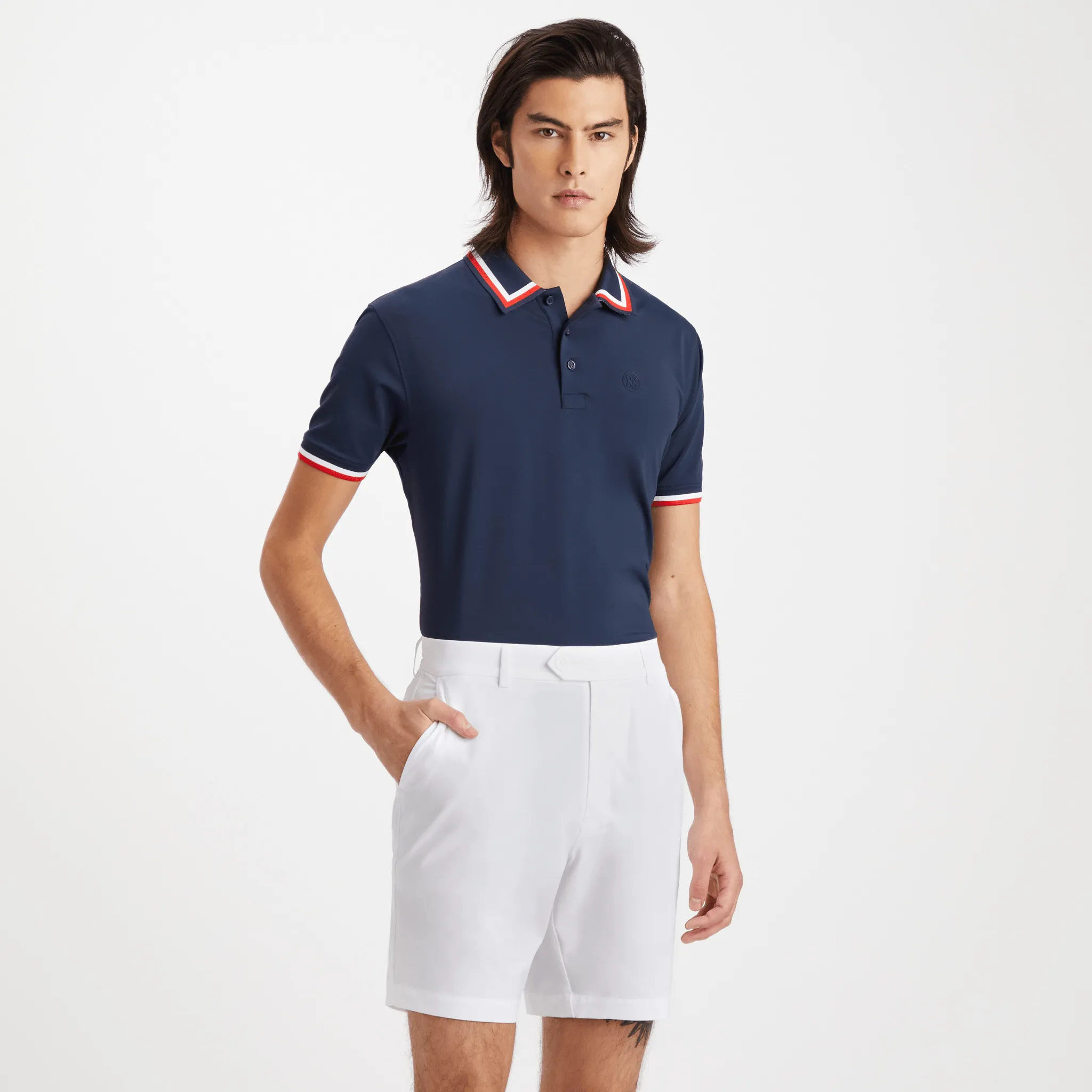 G/Fore Tux Rib Collar Tech Jersey Slim Fit Polo