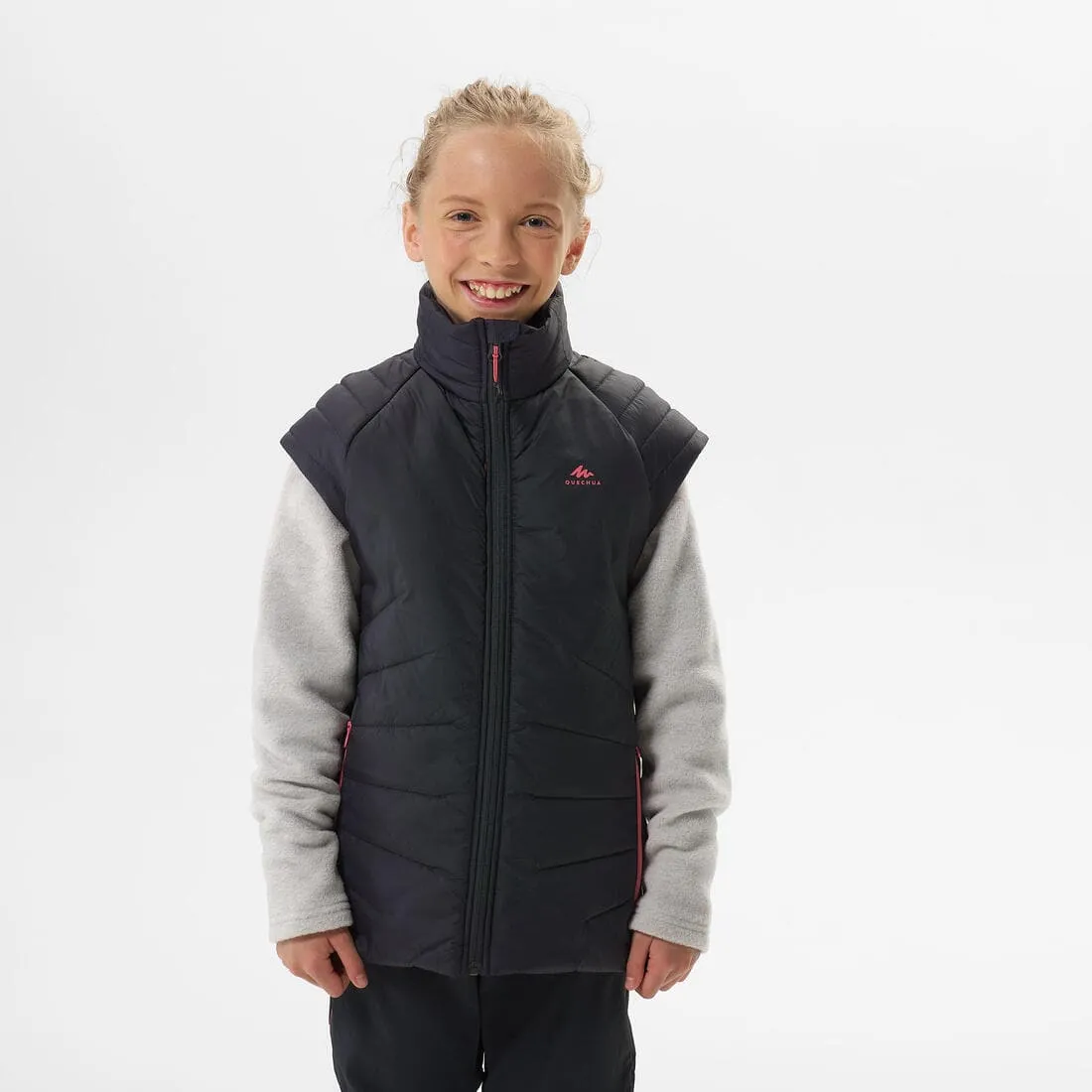 GILET DOUDOUNE DE RANDONNÉE - HYBRIDE GRIS FONCE - ENFANT 7-15 ANS