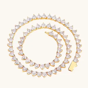 Gold Heart Tennis Necklace