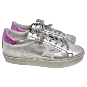 Golden Goose Silver/Pink Leather And Glitter Superstar Low Top Sneakers