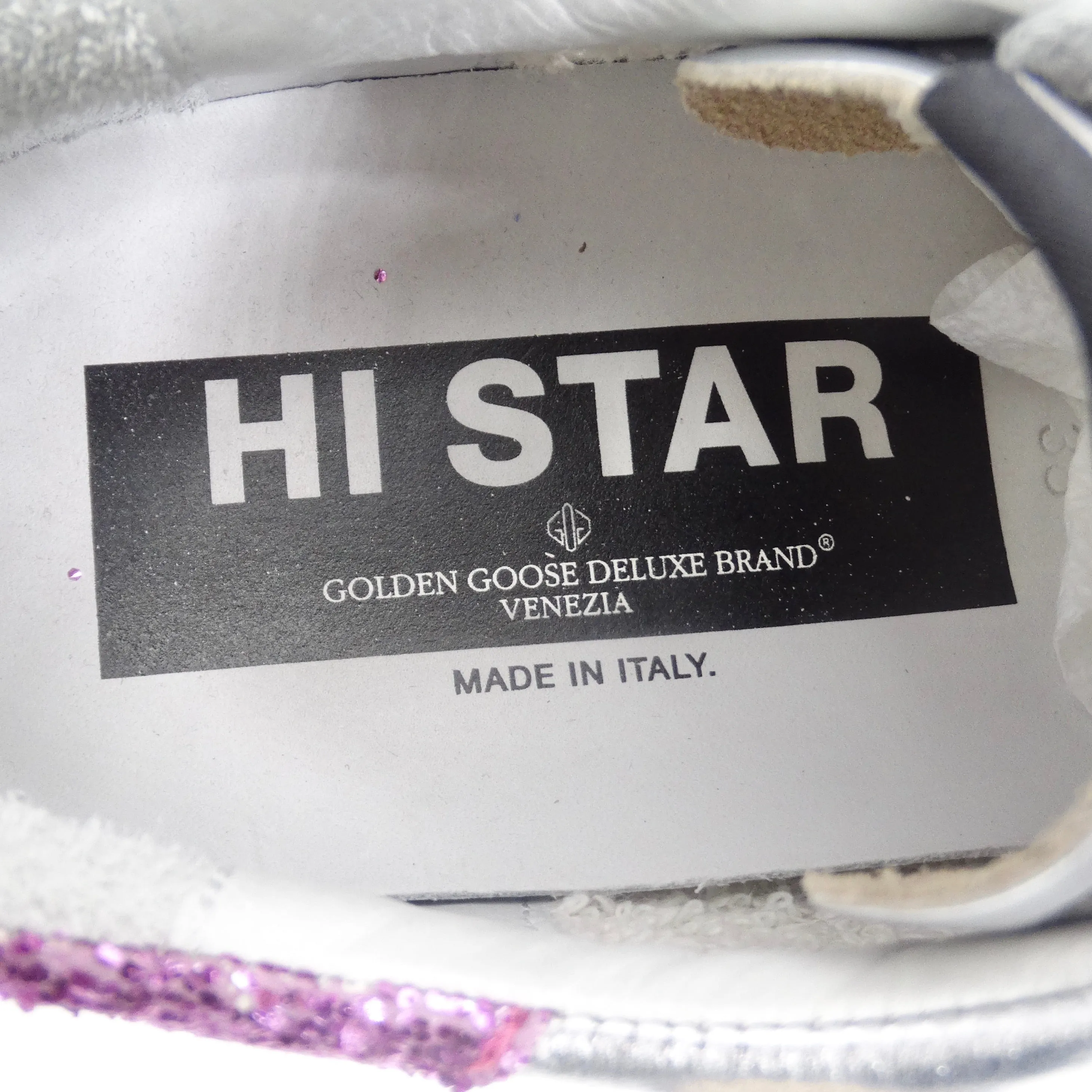 Golden Goose Silver/Pink Leather And Glitter Superstar Low Top Sneakers