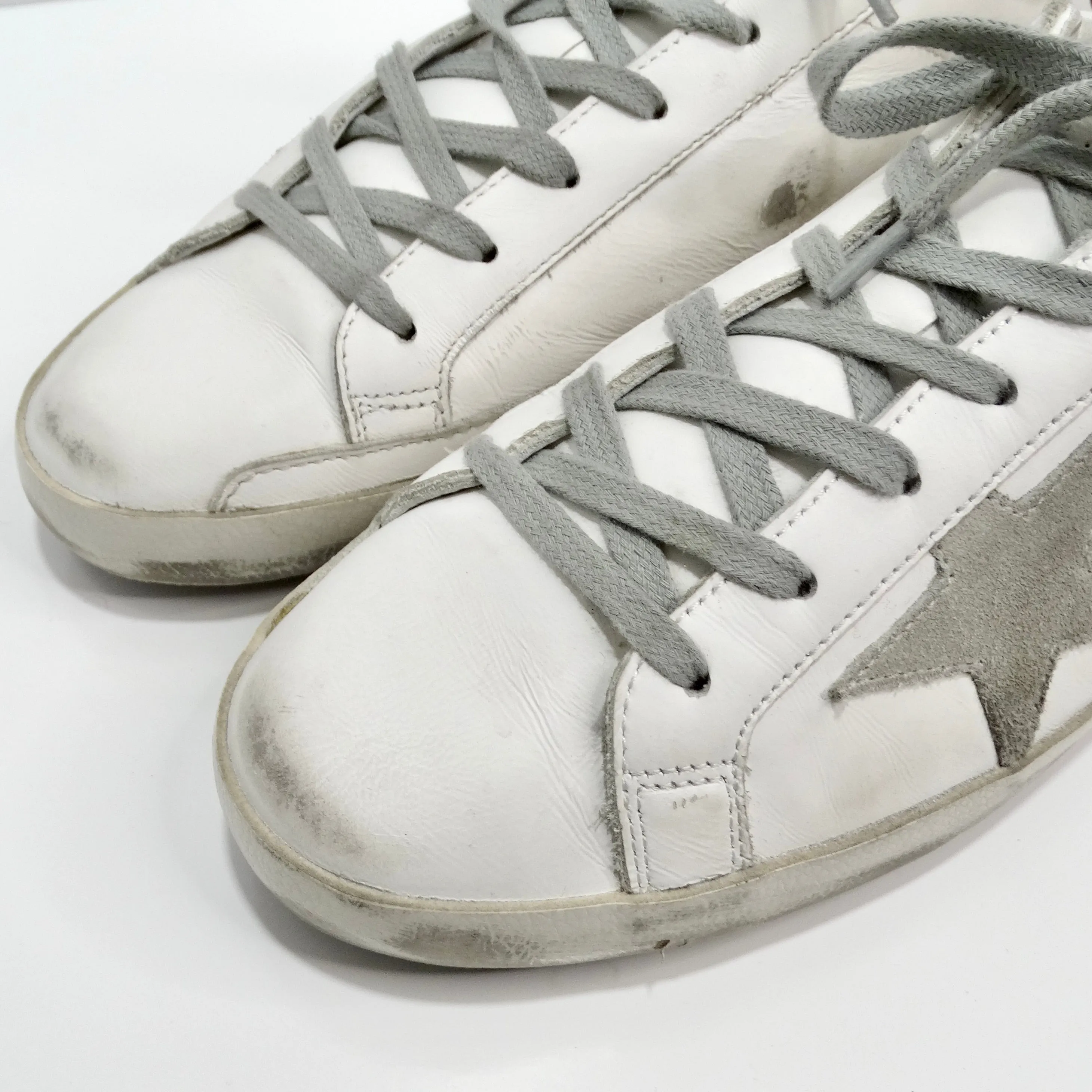 Golden Goose White Leather Super Star Sneakers