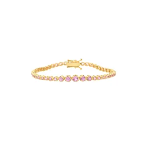 Graduated Bezel Pink Sapphire Tennis Bracelet