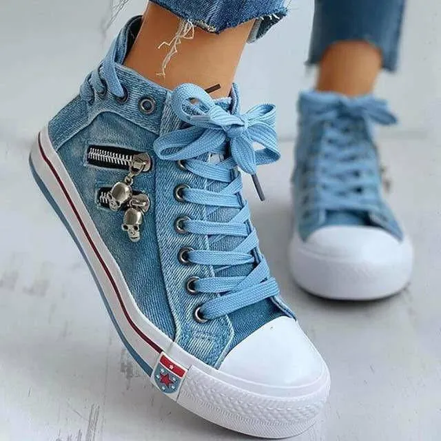 GS Denim Star | Elegante sneakers met veters en gummi zool voor dames