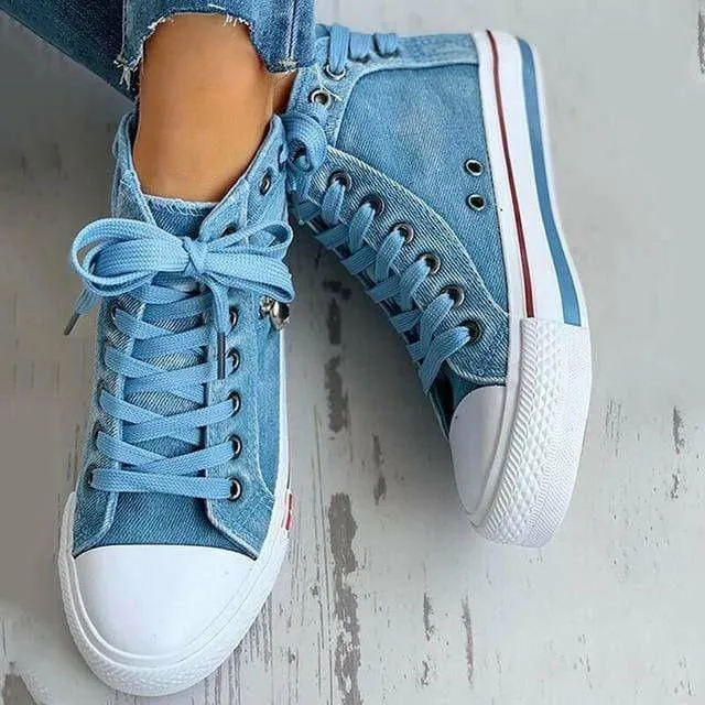 GS Denim Star | Elegante sneakers met veters en gummi zool voor dames