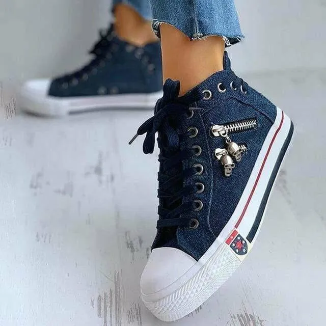 GS Denim Star | Elegante sneakers met veters en gummi zool voor dames