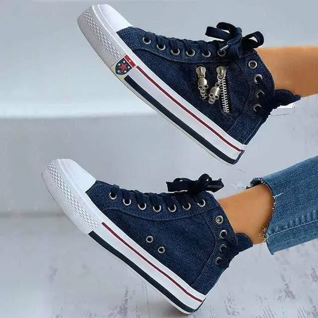 GS Denim Star | Elegante sneakers met veters en gummi zool voor dames