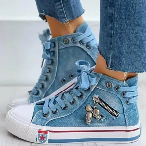 GS Denim Star | Elegante sneakers met veters en gummi zool voor dames