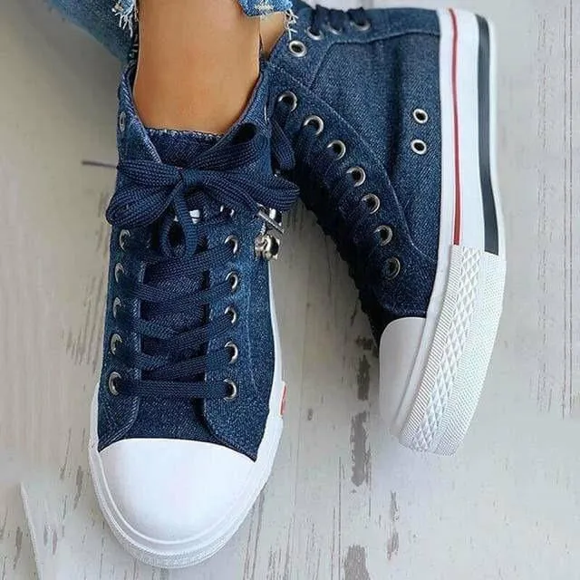 GS Denim Star | Elegante sneakers met veters en gummi zool voor dames